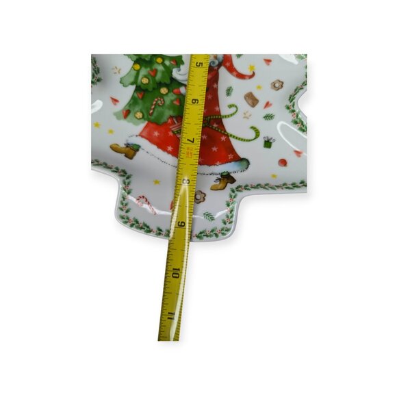 Paper Product Design Christmas Tree & Santa Claus Porcelain Snack Tray 9.5" x 8" - Picture 9 of 11